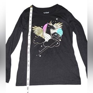 Cat and Jack unicorn size 7/8 long sleeve black shirt